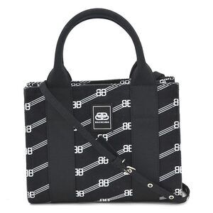 Balenciaga Trade XS Canvas Handbag Shoulder Bag Black White